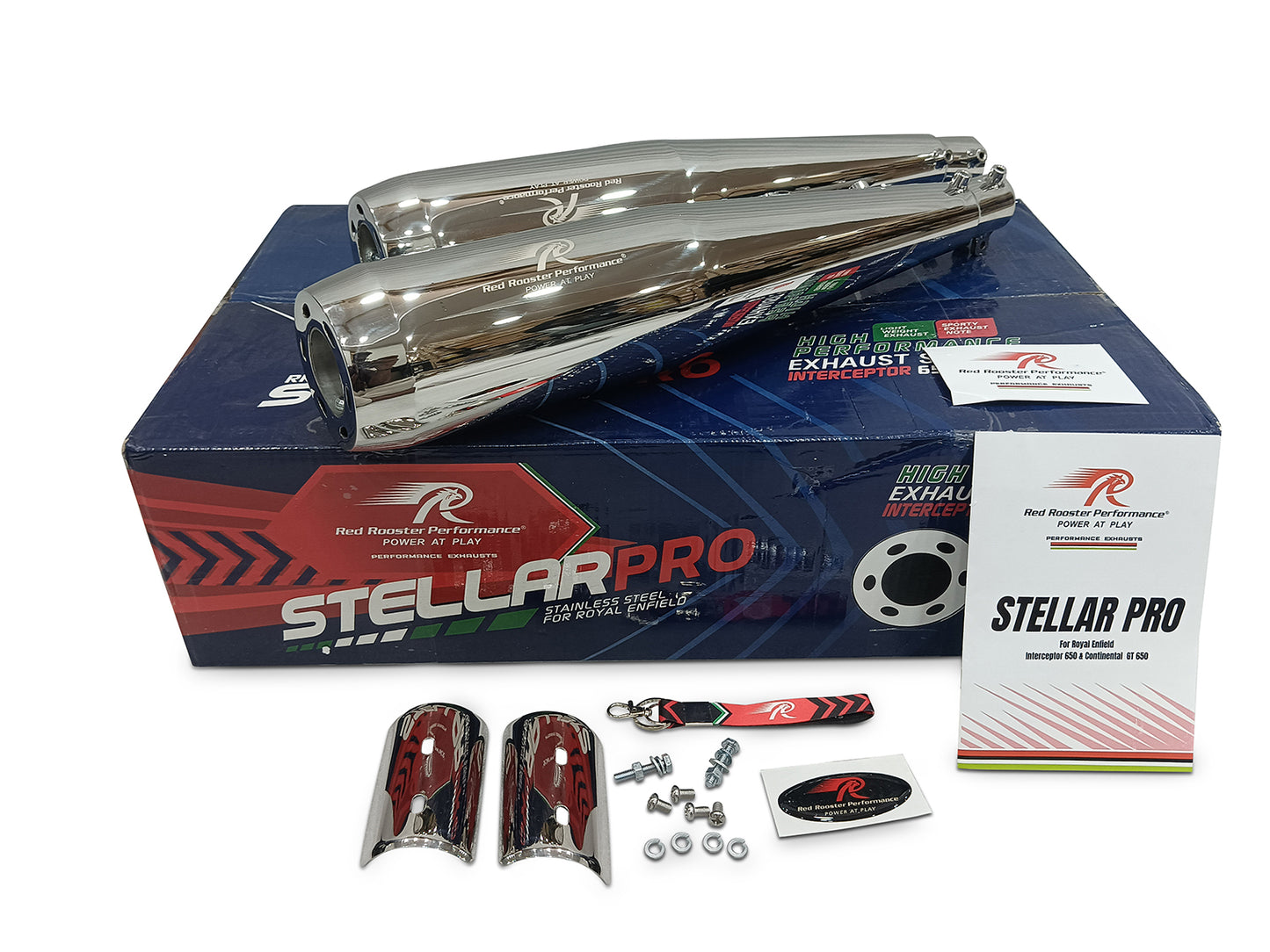 For Royal Enfield GT & Interceptor 650 Steller Pro Exhaust Silencer Pair Polish