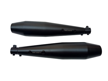 For Royal Enfield GT & Interceptor 650 Red Rooster Silencer & Header Pipe Black