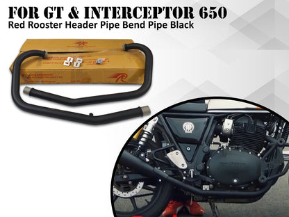 For Royal Enfield GT & Interceptor 650 Red Rooster Header Pipe Bend Pipe Black