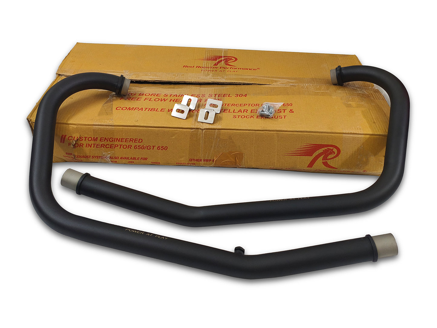 For Royal Enfield GT & Interceptor 650 Red Rooster Header Pipe Bend Pipe Black
