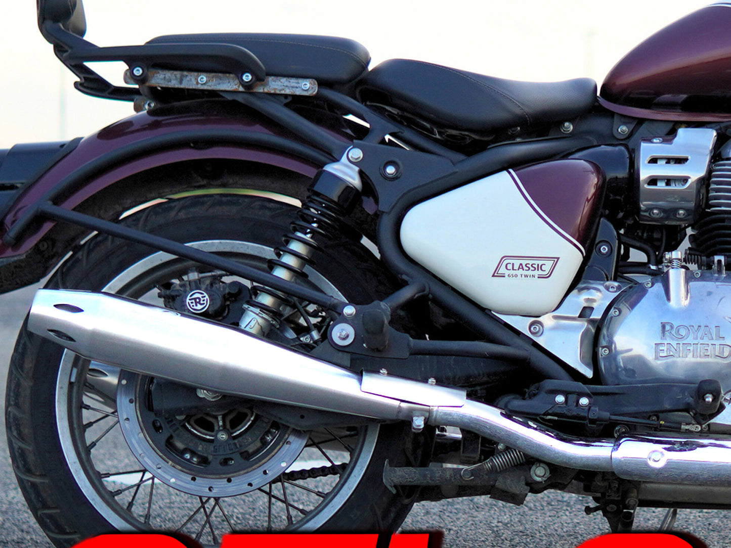For Royal Enfield Classic 650 Atlas Pro Red Rooster Exhaust Silencer Polished