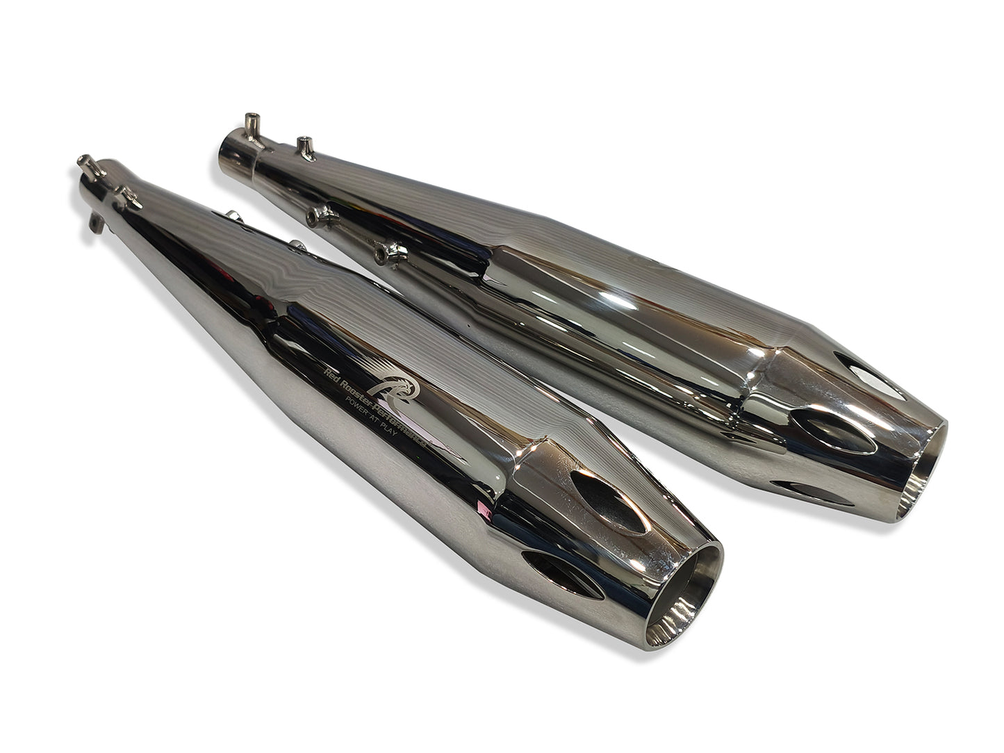 For Royal Enfield Classic 650 Atlas Pro Red Rooster Exhaust Silencer Polished