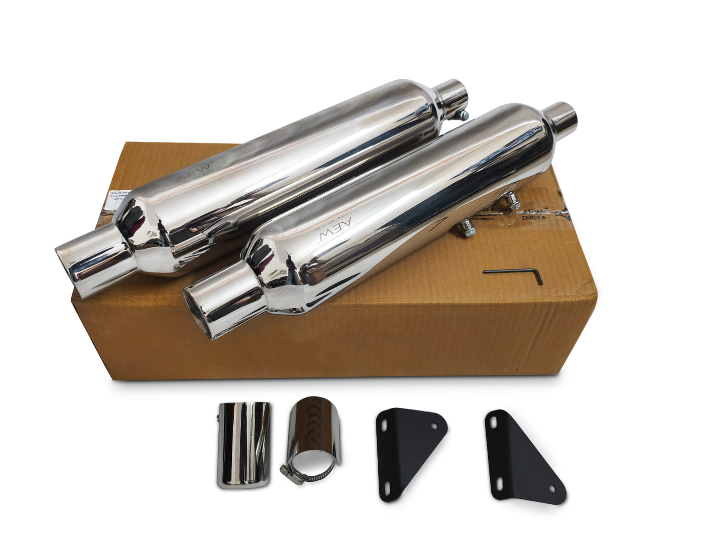 For Royal Enfield Classic 650 SS AEW TE 204 Exhaust Silencer Pair Polish