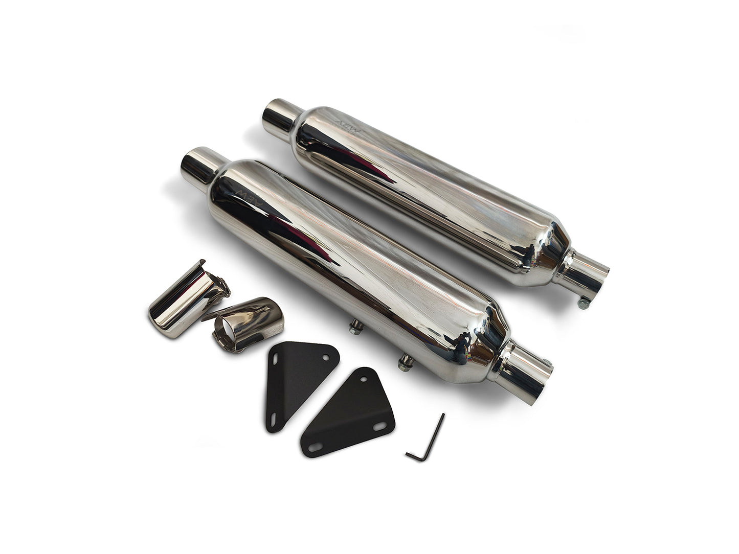 For Royal Enfield Classic 650 SS AEW TE 204 Exhaust Silencer Pair Polish