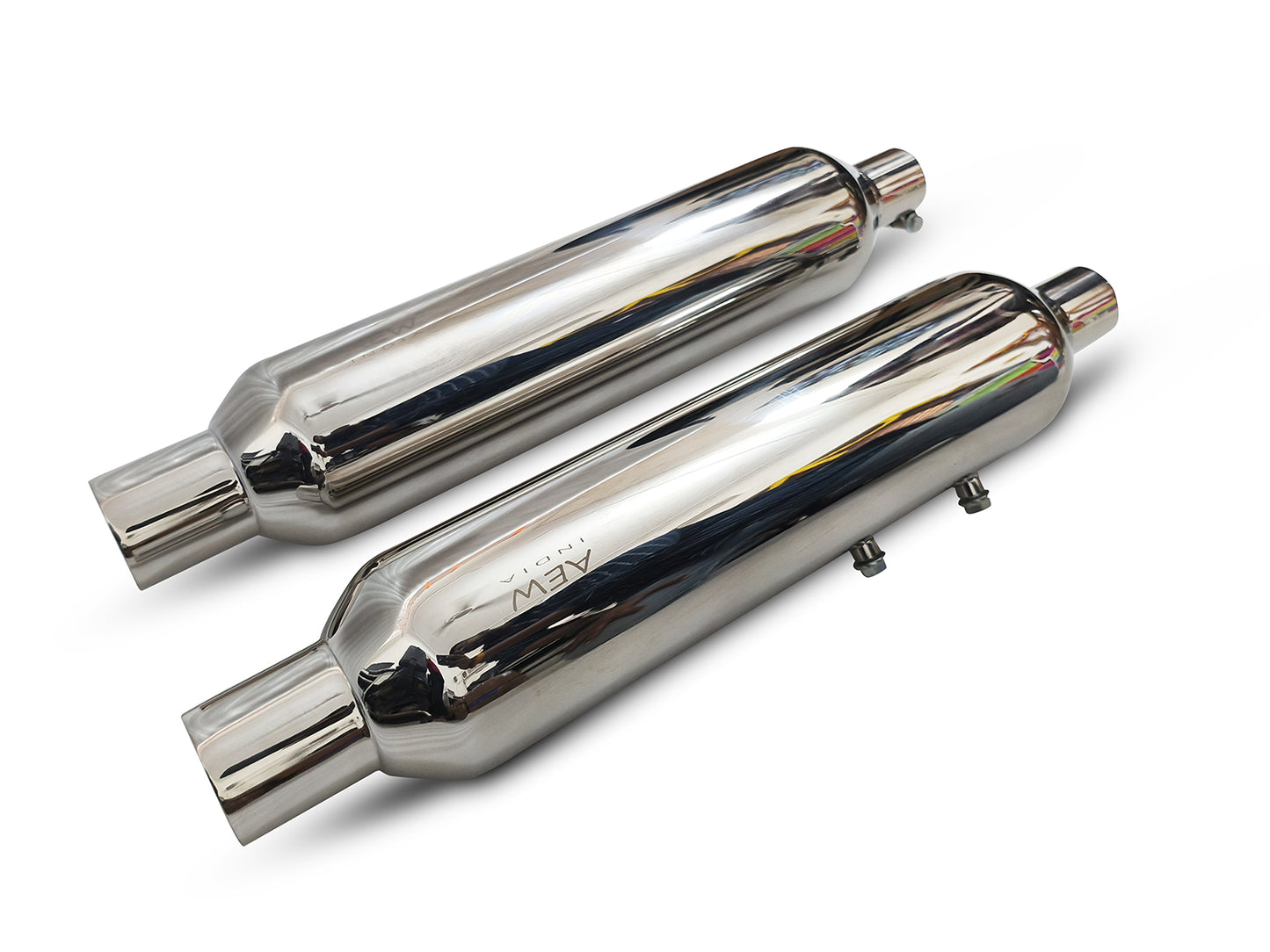 For Royal Enfield Classic 650 SS AEW TE 204 Exhaust Silencer Pair Polish