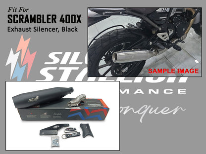 For Triumph Scrambler 400X Silver Stallion Exhaust Silencer Black