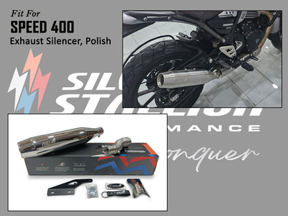 For Triumph Speed 400 Silver Stallion Exhaust Silencer Polished