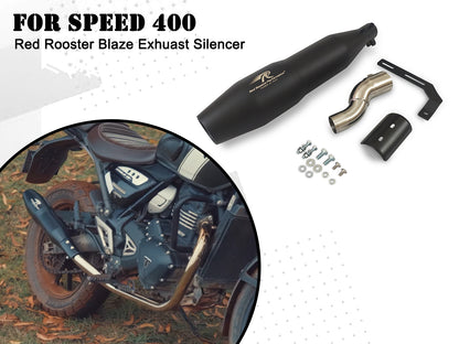 For Triumph Speed 400 Red Rooster Blaze Exhaust Silencer Black