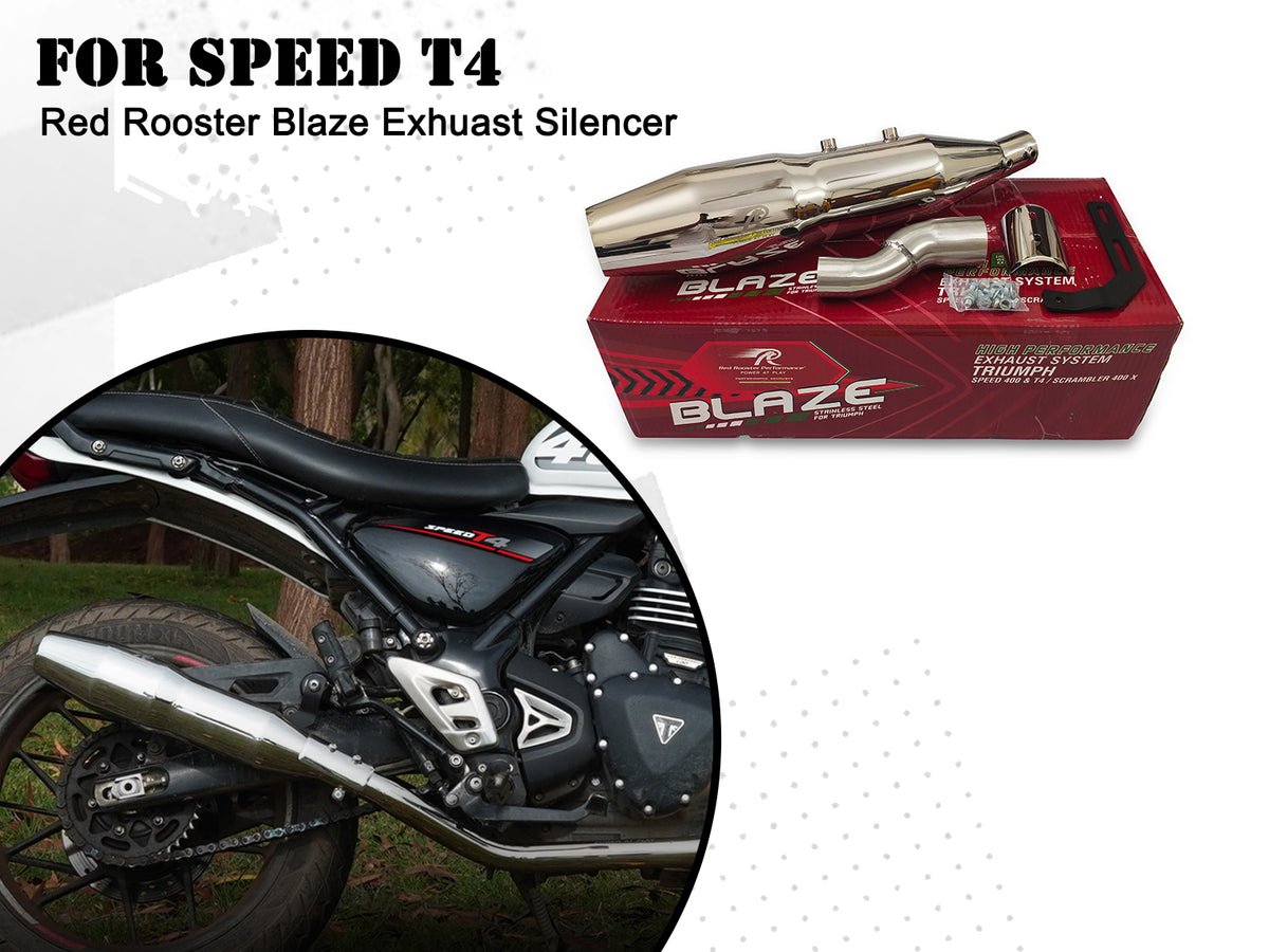For Triumph Speed T4 Red Rooster Blaze Exhaust Silencer Polish