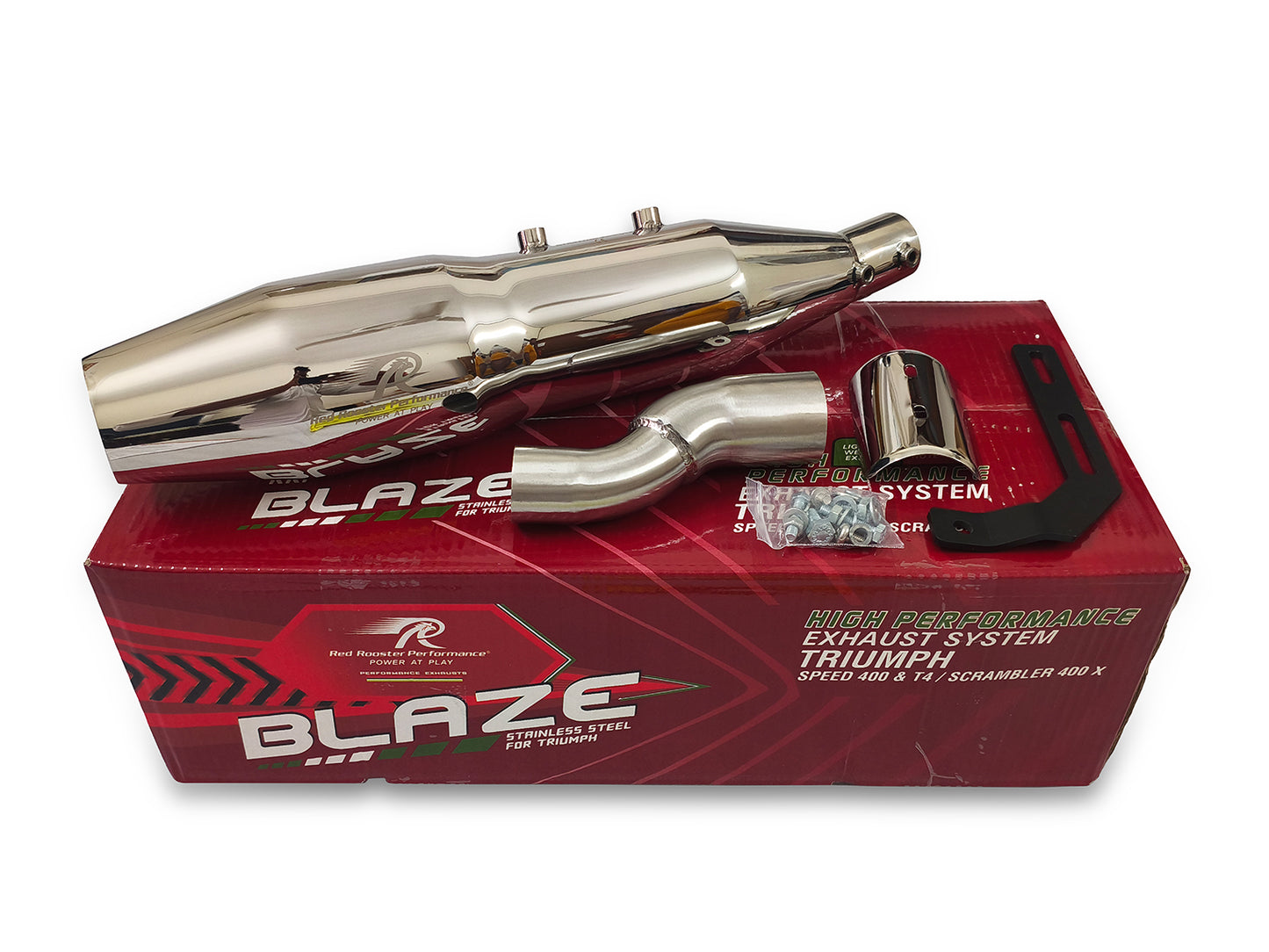For Triumph Speed T4 Red Rooster Blaze Exhaust Silencer Polish