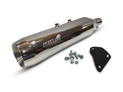 For Royal Enfield Himalayan 411 Silver Stallion SS Exhaust Silencer Silver