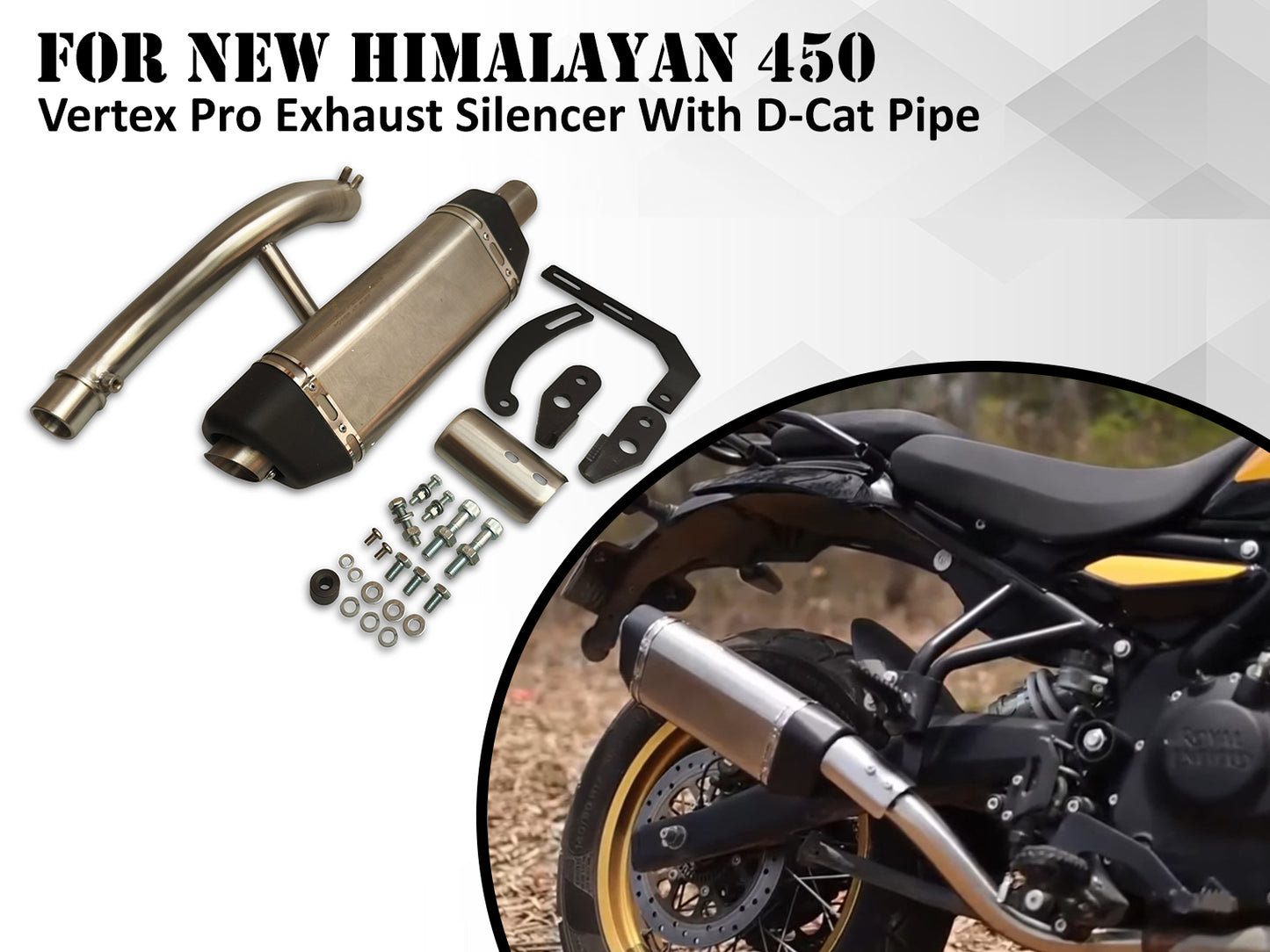 For Royal Enfield Himalayan 450 Vertex Pro Red Rooster Exhaust Silencer With Bend Pipe