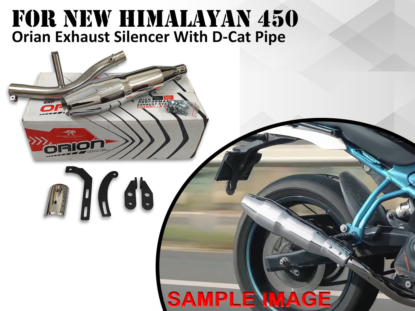 For Royal Enfield Himalayan 450 Orion Red Rooster Exhaust Silencer & Bend Pipe