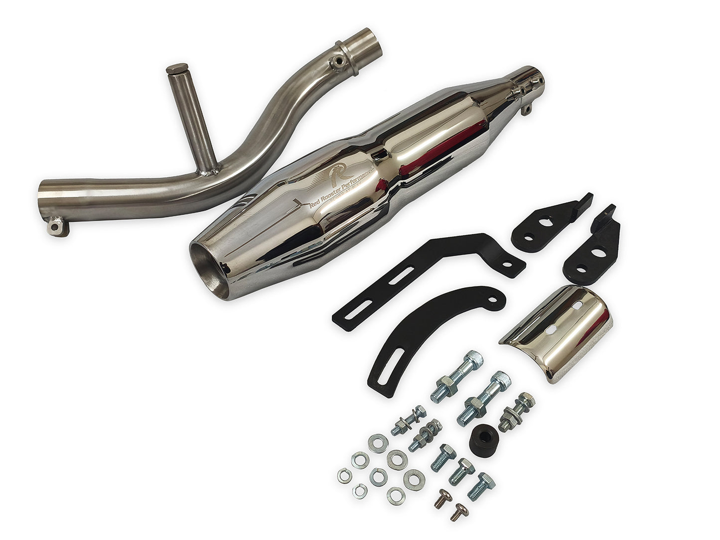 For Royal Enfield Himalayan 450 Orion Red Rooster Exhaust Silencer & Bend Pipe