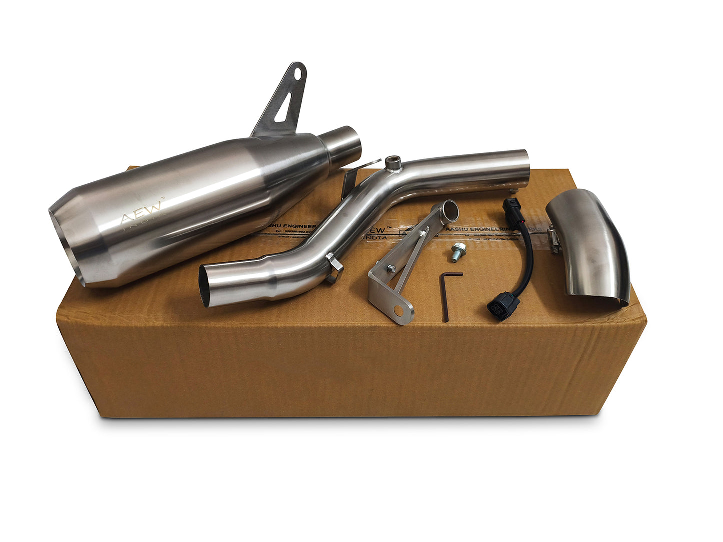 For Royal Enfield Himalayan 450 SS AEW Silencer Silver With Mid Pipe & Cat