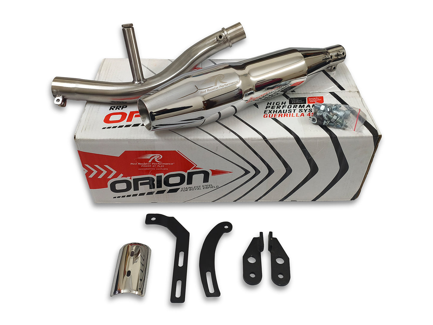 For Royal Enfield Guerrilla 450 Orion Red Rooster Exhaust Silencer & Bend Pipe