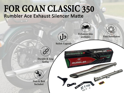 For Royal Enfield Goan Classic 350 Red Rooster Rumler ACE S S Exhaust Silencer Matt