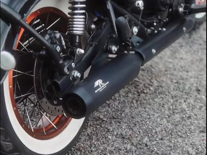 For Royal Enfield Goan Classic 350 Red Rooster Polestar Pro Exhaust Silencer & Pipe Black