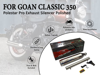 For Royal Enfield Goan Classic 350 Red Rooster Polestar Pro Exhaust Silencer & Pipe Polish