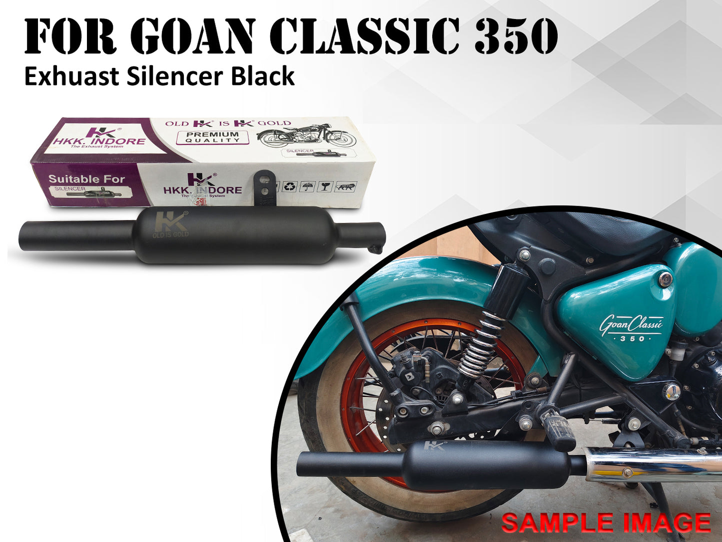 For Royal Enfield Goan Classic 350 Indori Black Exhaust Silencer