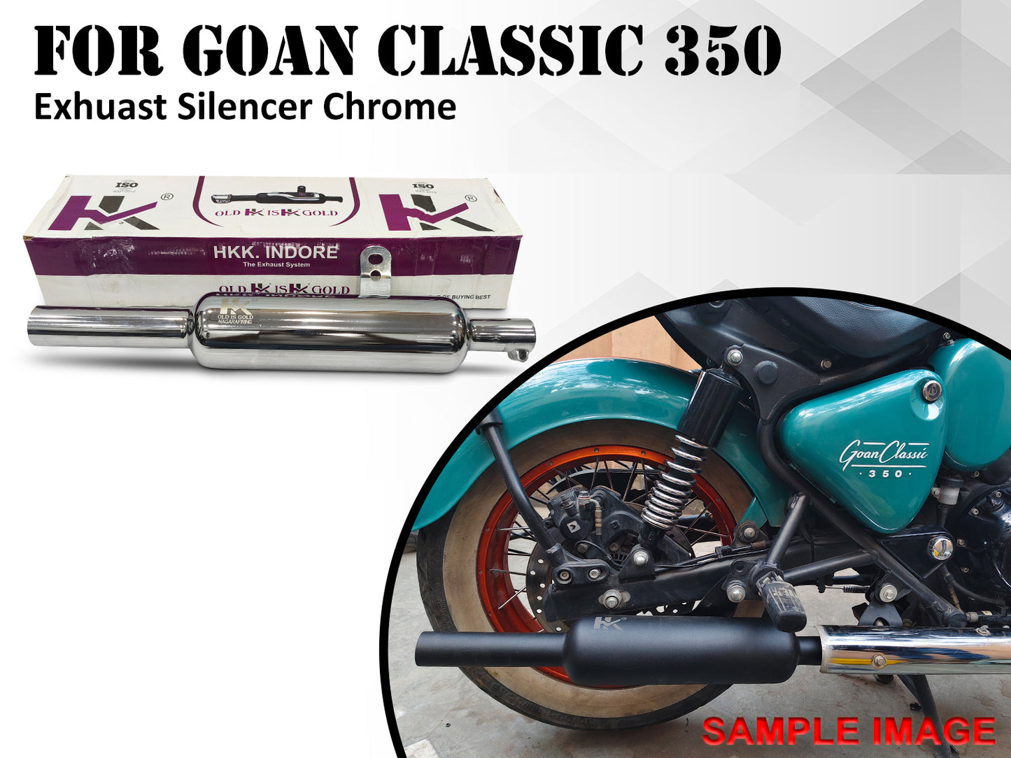 For Royal Enfield Goan Classic 350 Indori Chrome Exhaust Silencer
