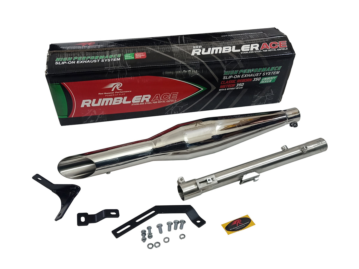 For Royal Enfield New Bullet 350 Red Rooster Rumler ACE S S Exhaust Silencer Polish