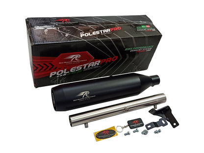 For Royal Enfield New Bullet 350 Red Rooster Polestar Pro Exhaust Silencer & Pipe Black
