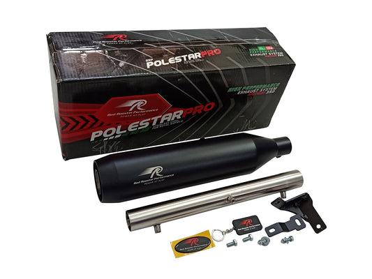 For Royal Enfield New Bullet 350 Red Rooster Polestar Pro Exhaust Silencer & Pipe Black