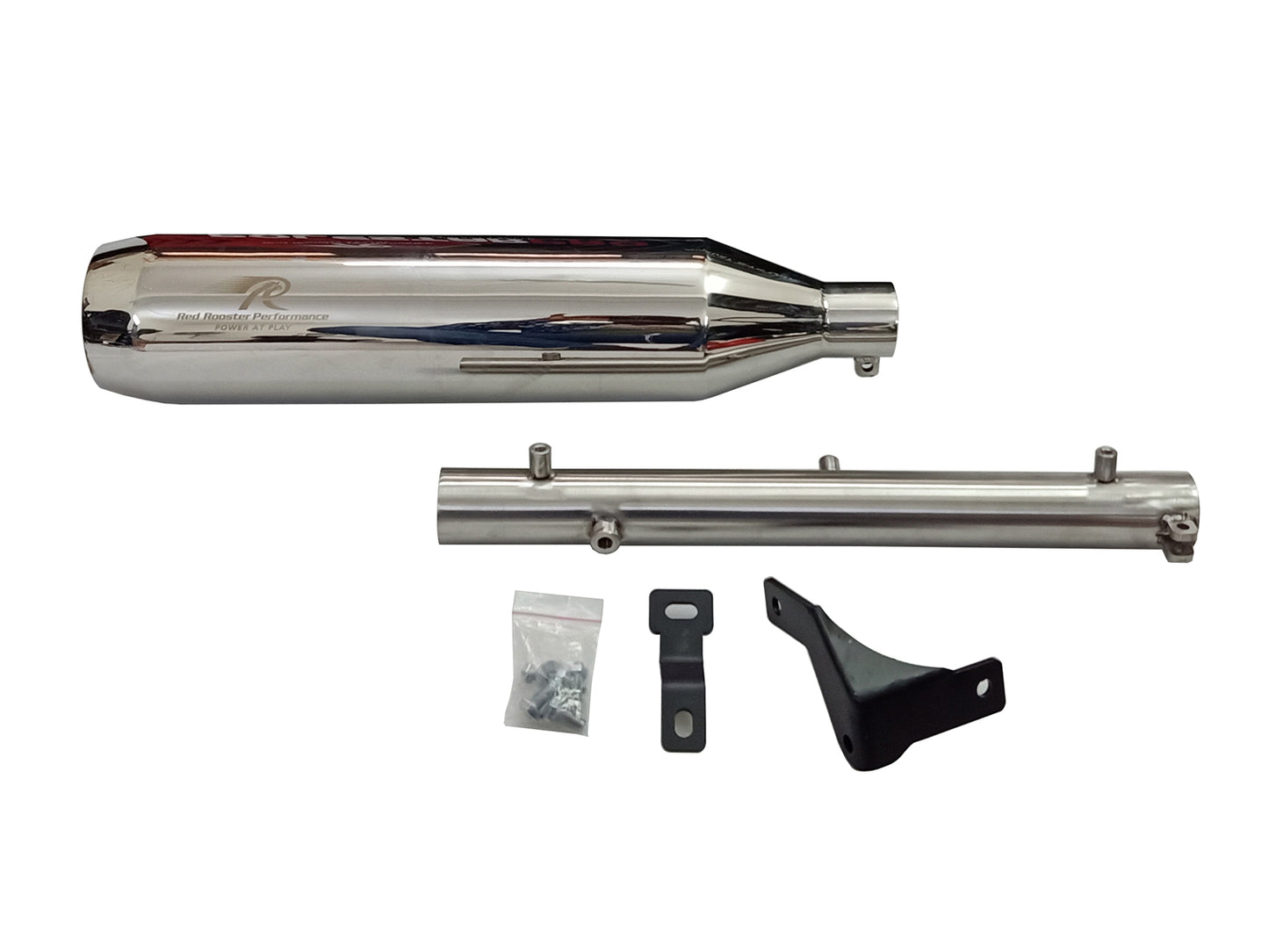 For Royal Enfield New Bullet 350 Red Rooster Polestar Pro Exhaust Silencer & Pipe Polish
