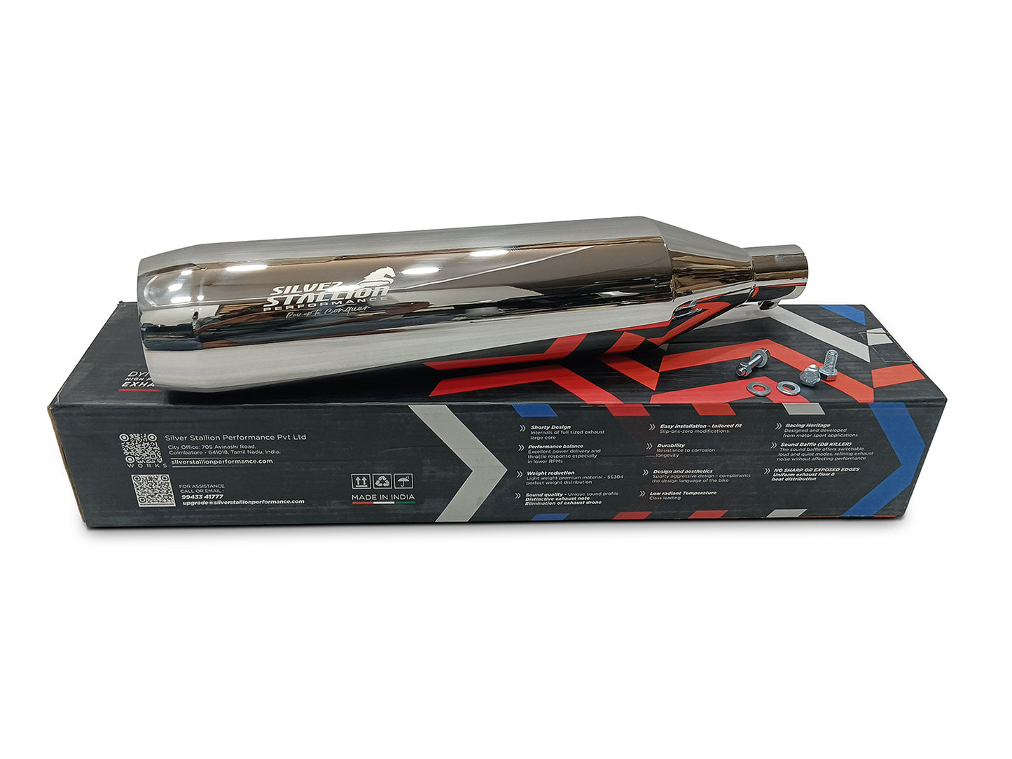 For Royal Enfield Meteor 350 Silver Stallion Exhaust Silencer, Polished
