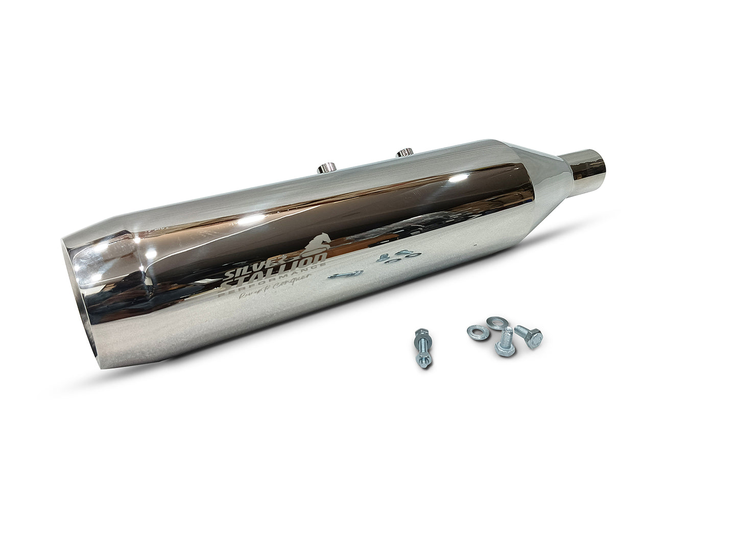 For Royal Enfield Meteor 350 Silver Stallion Exhaust Silencer, Polished