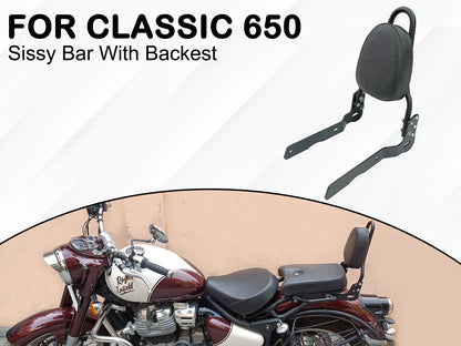 For Royal Enfield Classic 650 Sissy Bar With Backrest Black