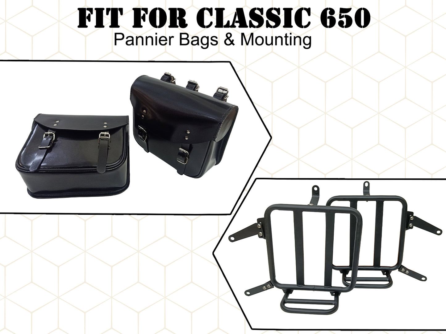For Royal Enfield Classic 650 Genuine Leather Pannier Bags With Mounting D2