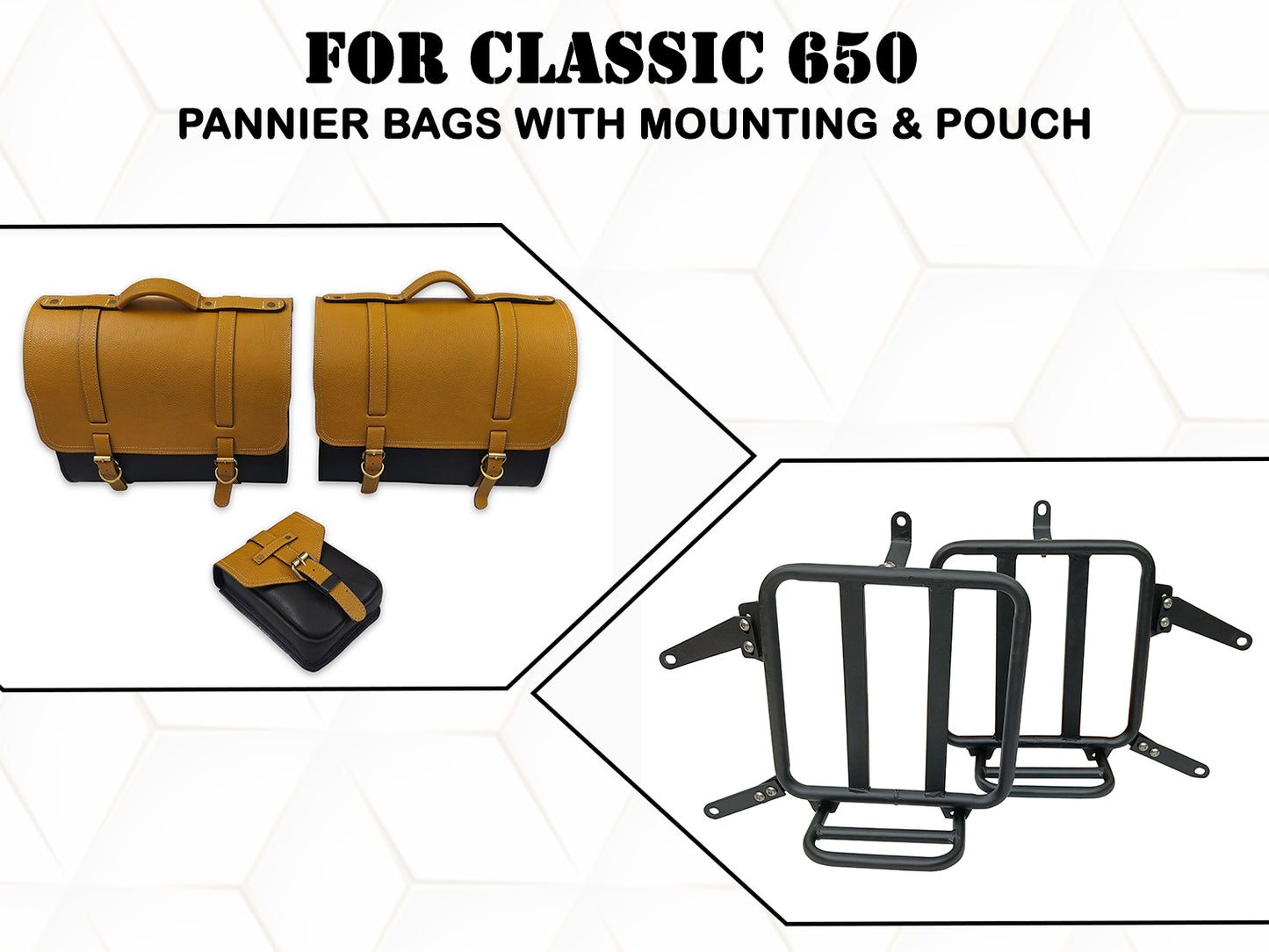 For Royal Enfield Classic 650 Pannier Bags With Tank Pouch & Mounting D27