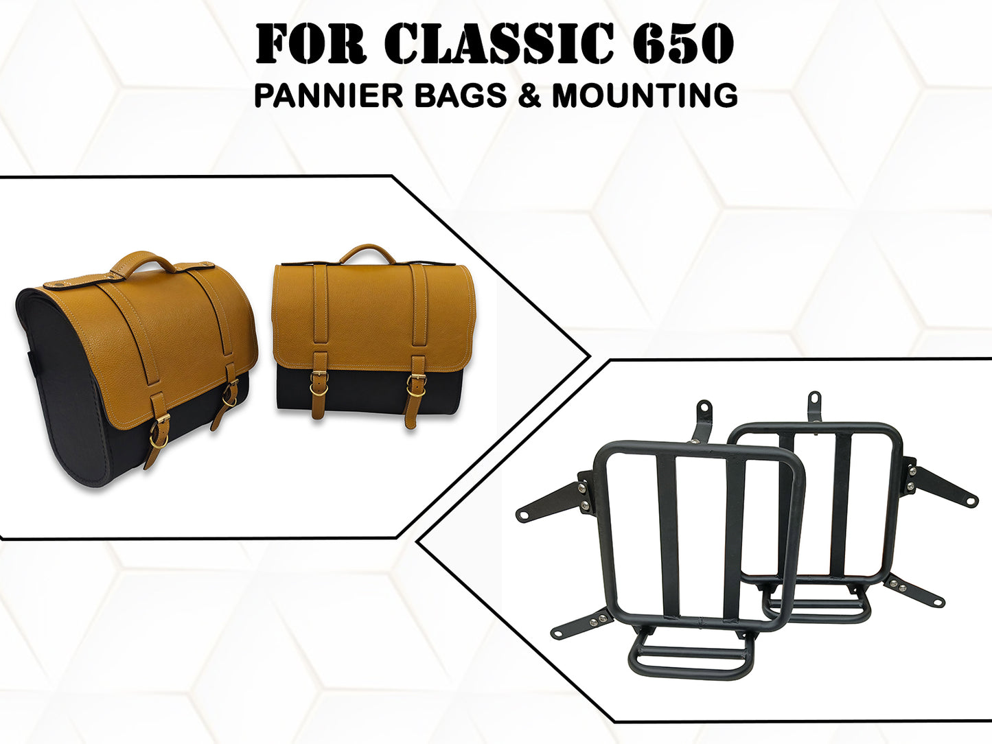 For Royal Enfield Classic 650 Genuine Leather Pannier Bags & Mounting D29