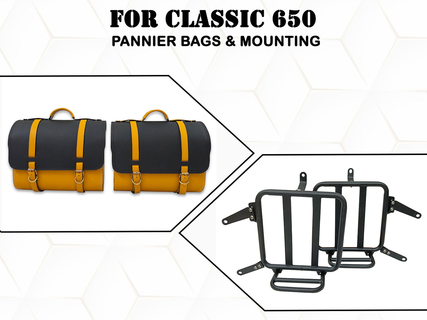 For Royal Enfield Classic 650 Genuine Leather Pannier Bags & Mounting D30