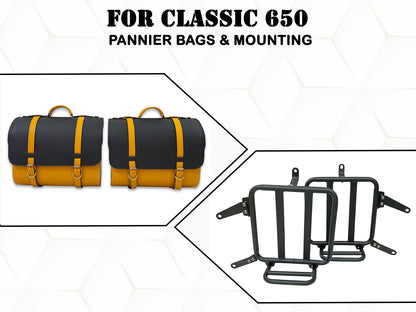 For Royal Enfield Classic 650 Genuine Leather Pannier Bags & Mounting D30