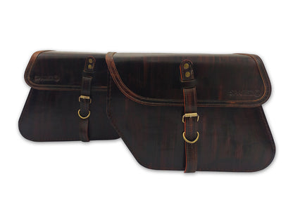 For Royal Enfield Classic 650 Pannier Bags Antique Brown Pair & Saddle Stay
