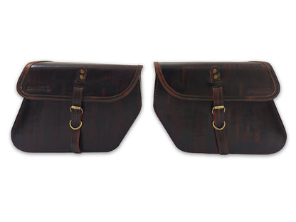 For Royal Enfield Classic 650 Pannier Bags Antique Brown Pair & Saddle Stay