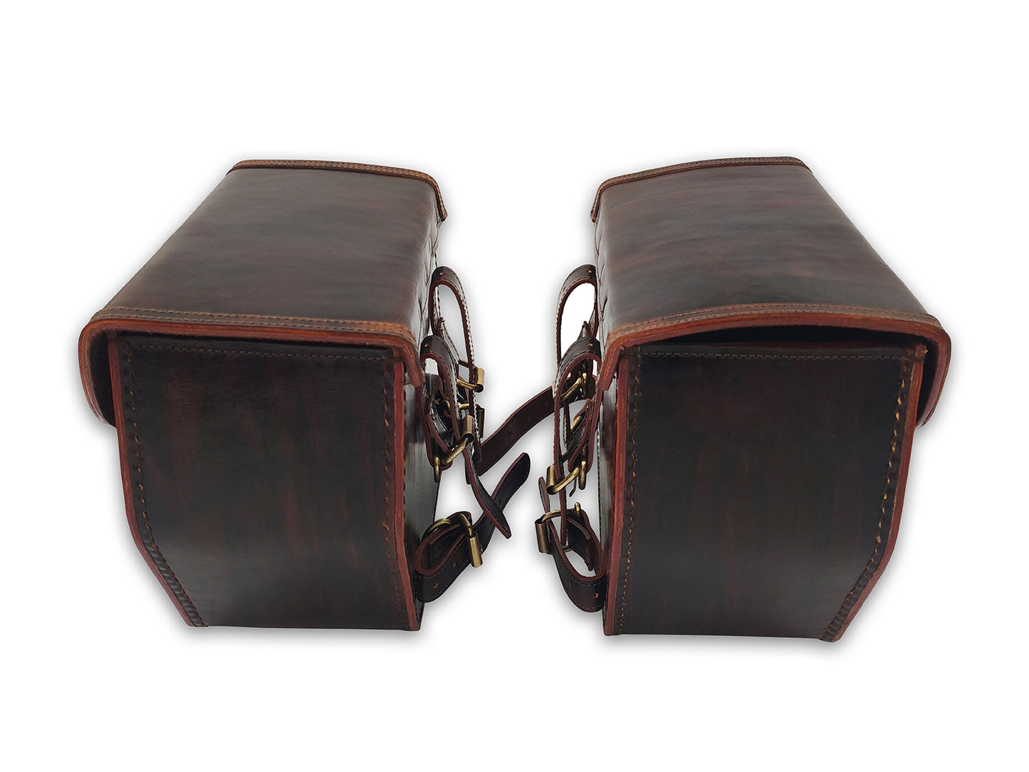 For Royal Enfield Classic 650 Pannier Bags Antique Brown Pair & Saddle Stay
