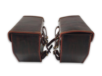 For Royal Enfield Classic 650 Pannier Bags Antique Brown Pair & Saddle Stay