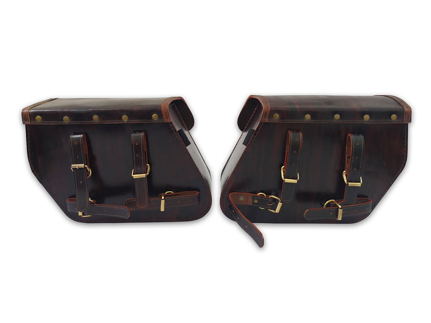 For Royal Enfield Classic 650 Pannier Bags Antique Brown Pair & Saddle Stay