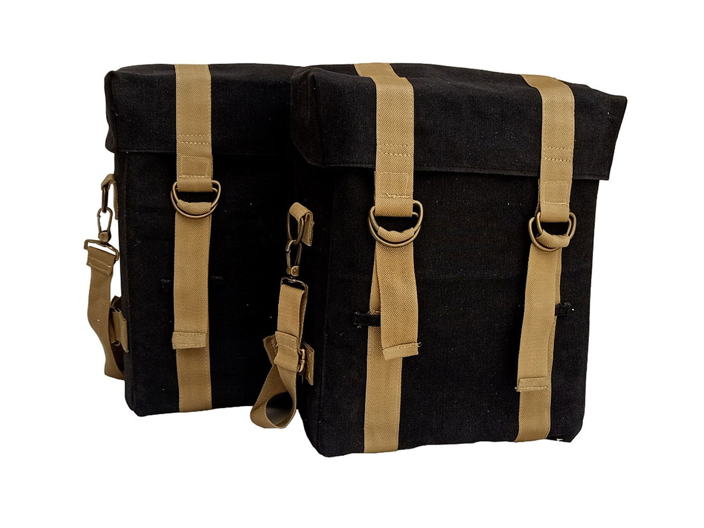 For Royal Enfield Classic 650 Military Pannier Bags Black & Golden With Mounting