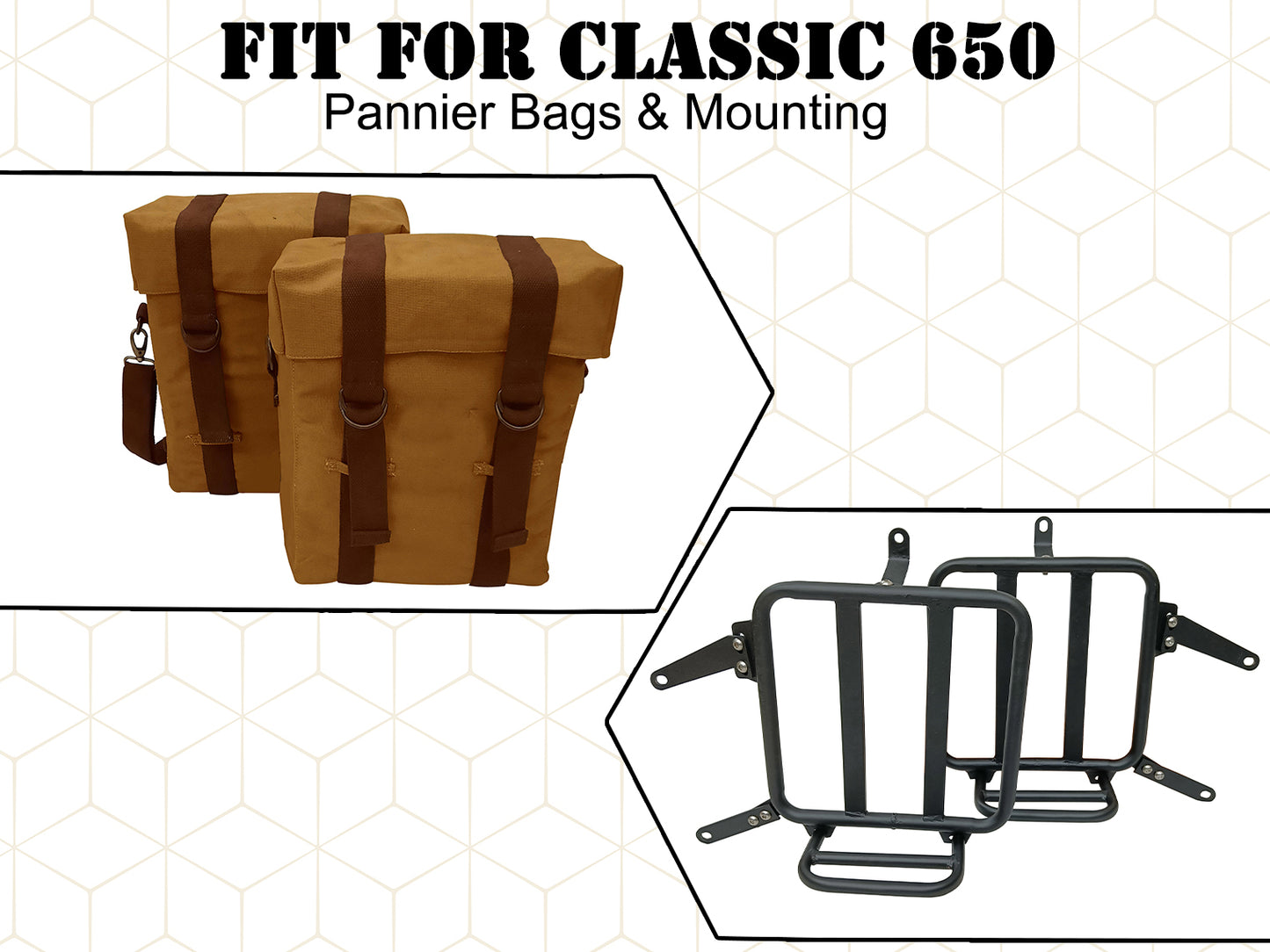 For Royal Enfield Classic 650 Military Pannier Bags Desert Color with Mounting