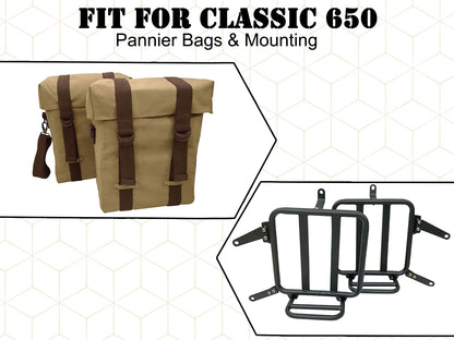 For Royal Enfield Classic 650 Military Pannier Bags Sand Color with Mounting