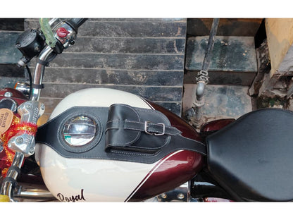 For Royal Enfield Classic 650 Fuel Tank Belt with Pouch, Black Color