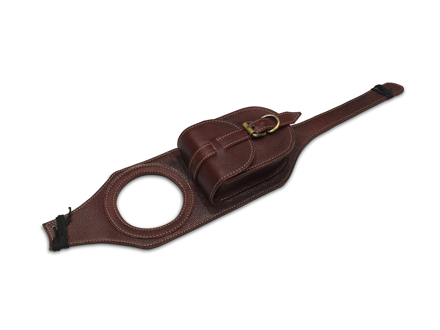 For Royal Enfield Classic 650 Fuel Tank Belt with Pouch, Cherry Brown