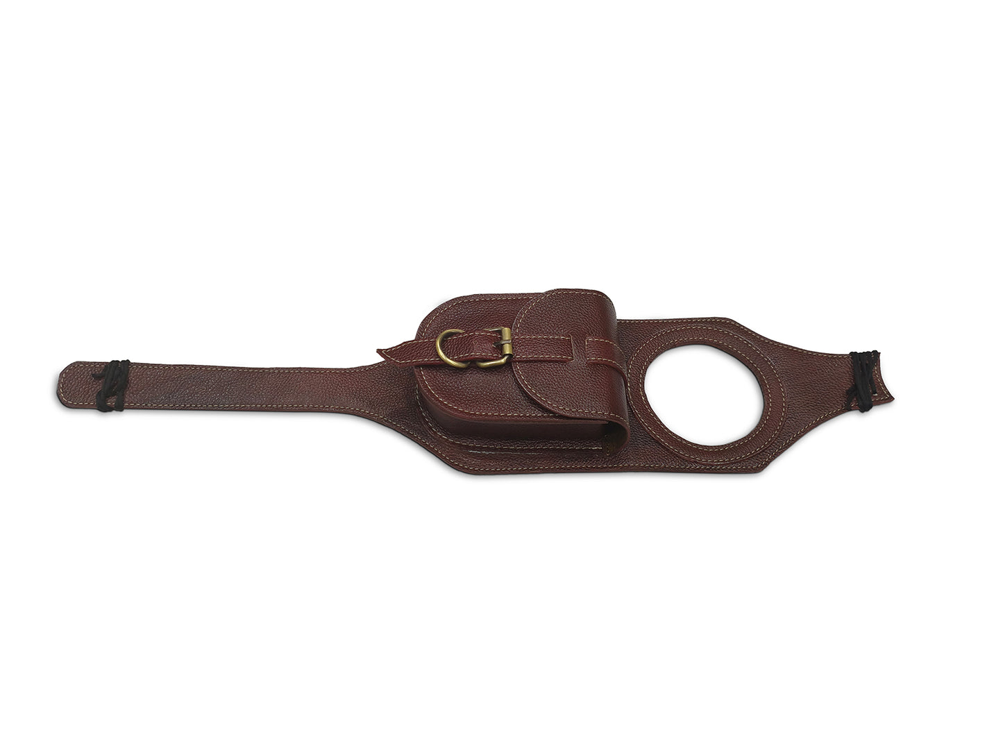 For Royal Enfield Classic 650 Fuel Tank Belt with Pouch, Cherry Brown