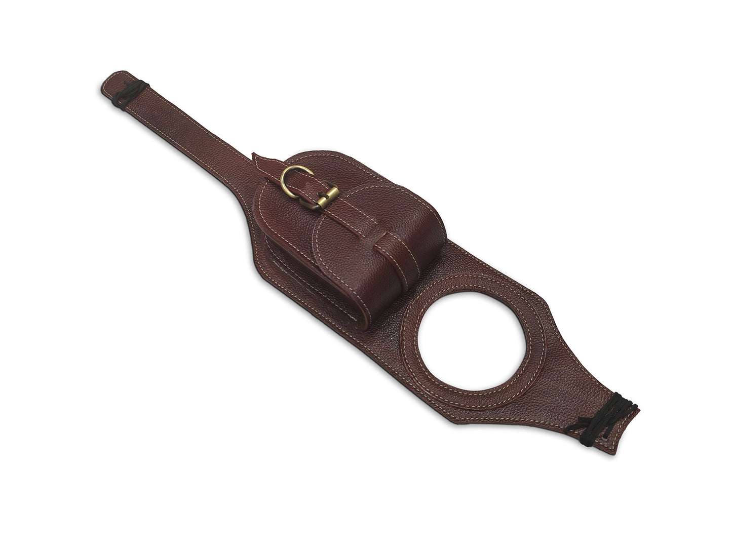 For Royal Enfield Classic 650 Fuel Tank Belt with Pouch, Cherry Brown