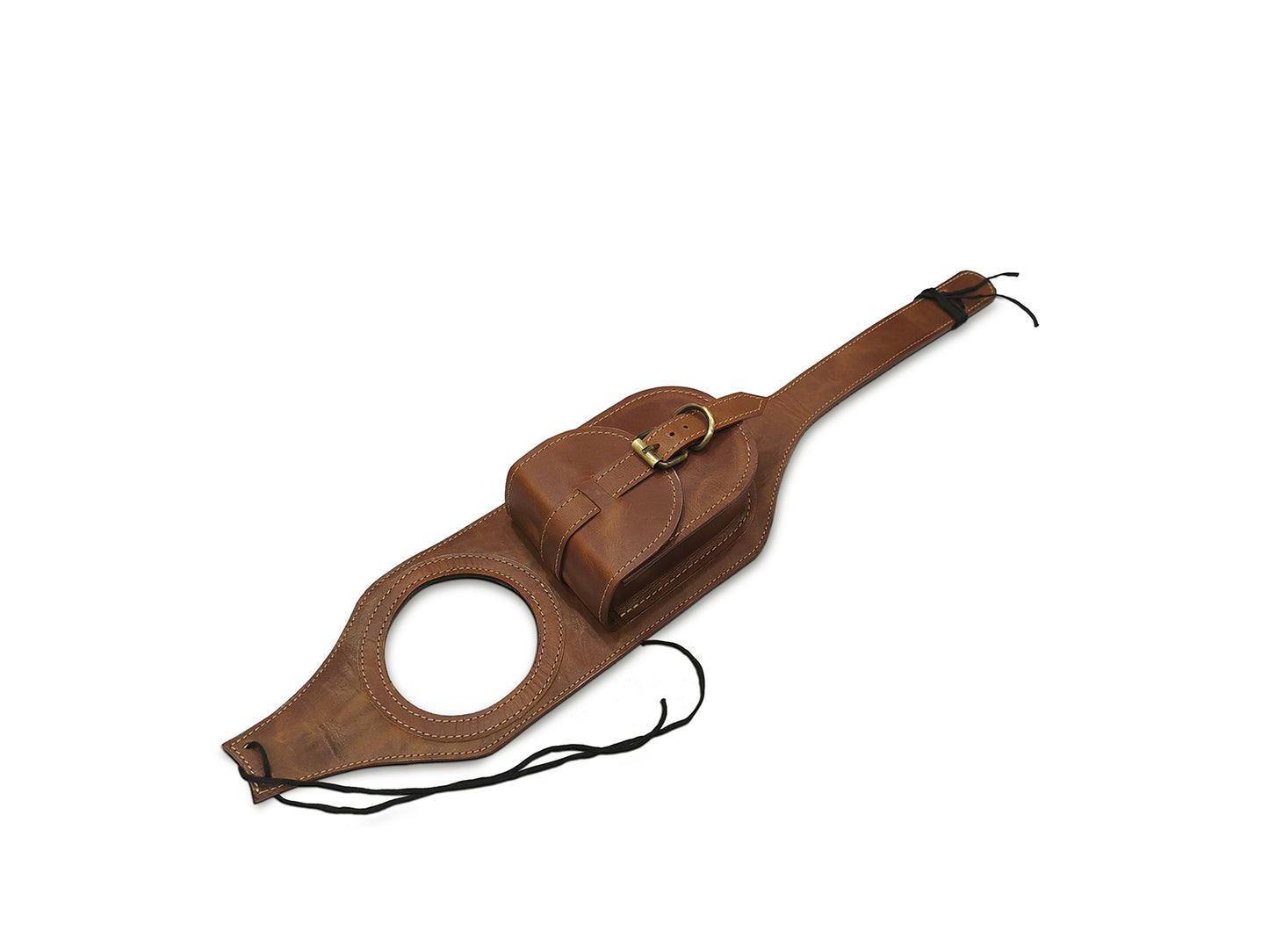 For Royal Enfield Classic 650 Fuel Tank Belt with Pouch, Brown Tan